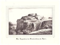 Regenstein: Fels und Festung von Südwesten, 1838 ( aus: Pietzsch "Borussia")