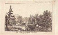 Rehberger Graben (Harz): Kanal mit Wehr, um 1812 (Wiederhold: Stammbuchblatt)