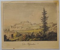 Regenstein: Ruine von Südwesten mit Festungstor, 1825