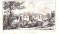Walkenried: Ort und Klosterruine von Nordosten, 1839 (aus: "Thüringen und der Harz")