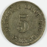 5 Pfennig, 1909, Deutsches Reich (2x)