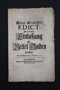 Preußisches Edikt Umgang mit Juden 1719
