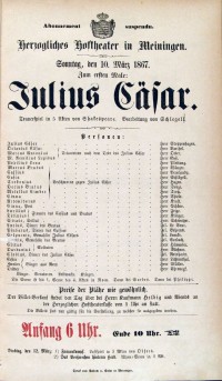 Julius Cäsar, 10. 03. 1867 (Herzogliches Hoftheater in Meiningen, Theaterzettel)