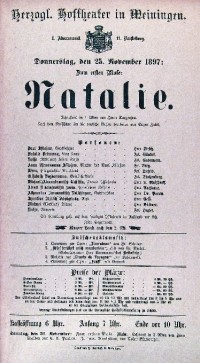 Natalie, 25. 11. 1897 (Herzogliches Hoftheater in Meiningen, Theaterzettel)