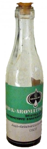 Glasflasche, Destillat-Essenz, Jagd-Kräuterlikör