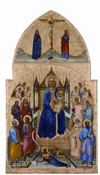 Angelo Pucinelli: Thronende Madonna mit Engeln und Heiligen; Eva und die Schlange; Kreuzigung Christi. Um 1385