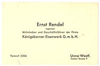 Visitenkarte von Ernst Rendel