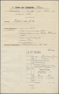 Fahrtbericht der 65. Fahrt des LZ 13 – HANSA von Braunschweig - Gotha vom 13.10.1912