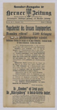"Tagesbericht des Großen Hauptquartiers. Dixmuiden erstürmt! Französische Vorstöße bei Verdun zurückgewiesen."