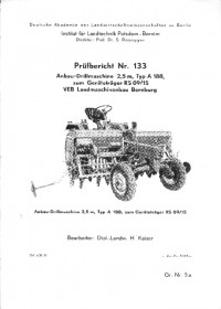 Anbau-Drillmaschine A 188 zum Geratetrager RS 09