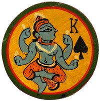 Vishnu als Pik-König eines Dashavatara Ganjifa-Spiels