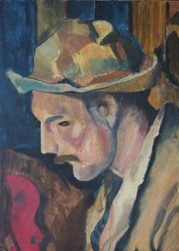 Kopie und Ausschnitt aus dem Gemälde von Paul Cézanne "Die Kartenspieler"