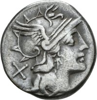 Denar des S. Afranius mit Darstellung der Victoria in einer Biga