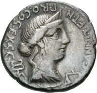 Denar des C. Annius mit Darstellung der Victoria auf einer Quadriga