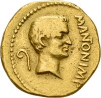 Beckersche Fälschung einer Goldmünze des M. Antonius