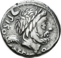 Denar der Römischen Republik mit Darstellung von zwei Quaestoren