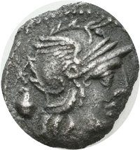 Denar des C. Cassius mit Darstellung der Libertas in einer Quadriga