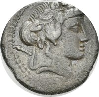 Denar des L. Cassius Longinus mit Darstellung des Liber und der Libera