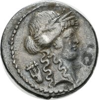 Denar des P. Clodius mit Darstellung der Diana
