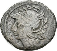 Denar des C. Coelius Caldus mit Darstellung der Victoria in einer Biga