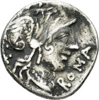 Denar der Römischen Republik mit Darstellung des Jupiter