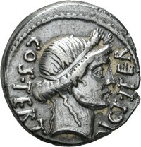 Denar des C. Julius Caesar mit Darstellung eines Tropaions