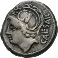 Denar des L. Iulius L. F Caesar mit Darstellung der Venus in einer Biga