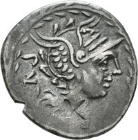 Denar des M. Lucilius Rufus mit Darstellung der Victoria in einer Biga