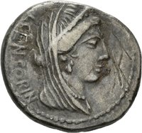 Denar der Römischen Republik mit Darstellung der Venus in einer Biga