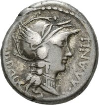 Denar des L. Cornelius Sulla und des L. Manlius Torquatus mit Darstellung einer Triumphquadriga