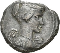Denar des L. Mussidius Longus mit Darstellung der Victoria in einer Biga
