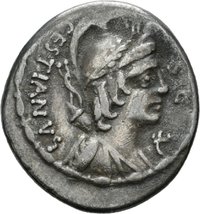 Denar des M. Plaetorius Cestianus mit Darstellung eines Adlers