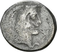 Denar des L. Papius Celsus mit Darstellung eines Wolfes und eines Adlers