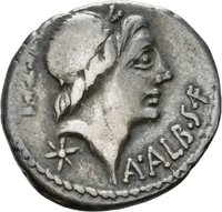 Denar der Römischen Republik mit Darstellung der von Victoria gekrönten Roma