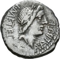 Denar der Römischen Republik mit Darstellung der von Victoria gekrönten Roma