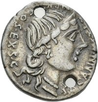 Denar des C. Annius mit Darstellung der Victoria in einer Biga