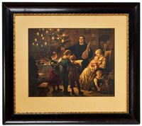 Gerahmtes Bild: Luther mit seiner Familie am Weihnachtsabend