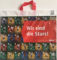 Einkaufstüte: „Rewe – Wir sind die Stars“