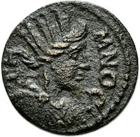 Bronzemünze aus Temnos (Aiolis) mit Darstellung der Stadtgöttin