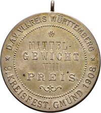 Medaille für den 8. Platz im Ringen beim 9. Kreisfest in Schwäbisch Gmünd 1908