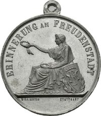 Medaille auf die Gewerbeausstellung und Bahneröffnung in Freudenstadt 1879