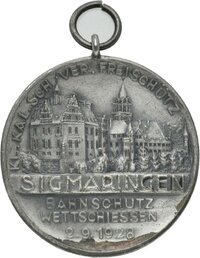 Medaille auf den Schützenverein Sigmaringen 1928