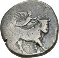 Didrachme aus Neapolis (Kampanien) mit Darstellung der Parthenope