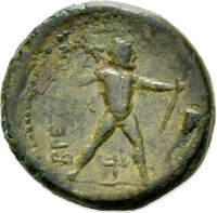 Bronzemünze der Brettii mit Darstellung des Zeus