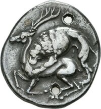 Didrachme aus Elea (Lukanien) mit Darstellung der Athena