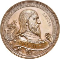 Medaille auf König Karl von Württemberg und Graf Eberhard im Bart
