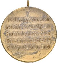 Medaille auf das Jubiläumsschießen zum 40jähr. Bestehen der Sektion Schwaben des Alpenvereins