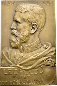 Plakette auf die Enthüllung des Denkmals des Fürsten Leopold von Hohenzollern-Sigmaringen