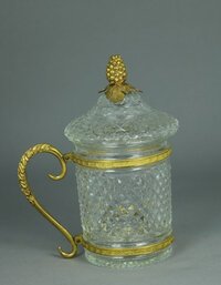 Deckel- Zylinderglas mit Bronze montiert