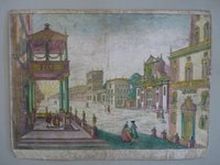 Guckkastenbild der Reihe "Augsburger Folge" mit Ansicht eines großen Platzes in Neapel nach Osten